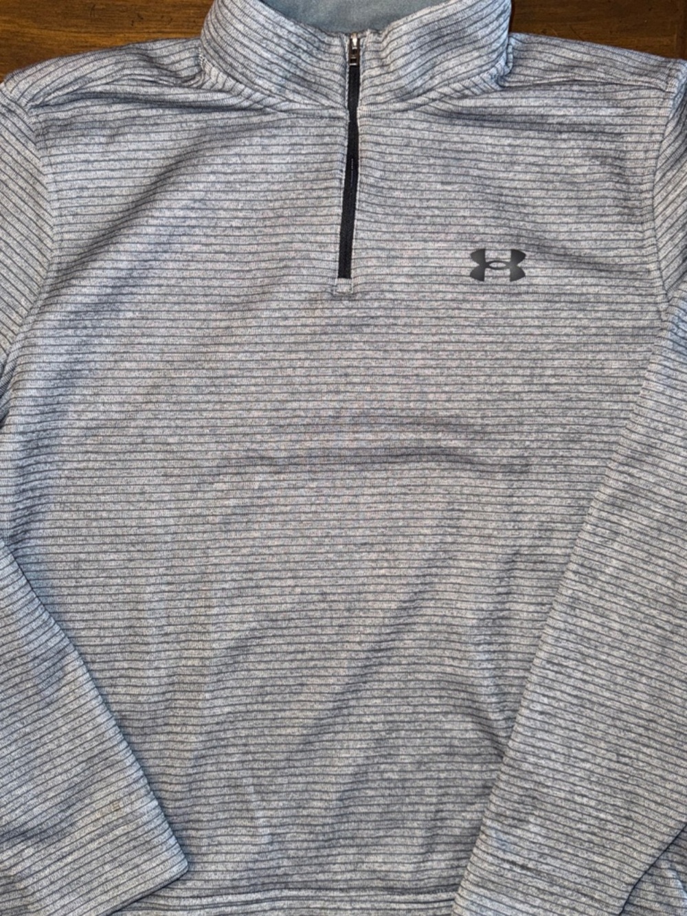 Under Armour Storm Golf Mens Large Grey Heathered Stripe 1/4 Zip Pullover